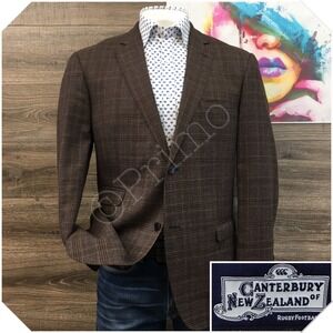 CANTERBURY Mens Blazer Sport Coat Casual Jacket Size 44R Two Button Wool Suit